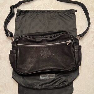 Chrome Hearts Black Leather Messenger Bag